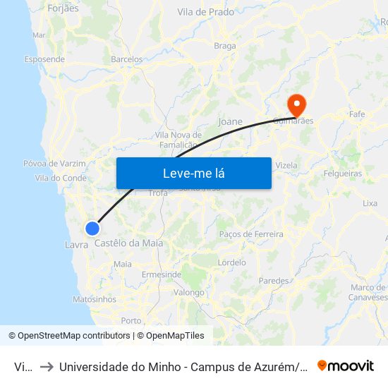 Viso to Universidade do Minho - Campus de Azurém / Guimarães map