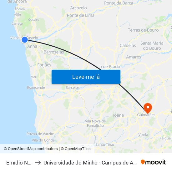 Emídio Navarro to Universidade do Minho - Campus de Azurém / Guimarães map