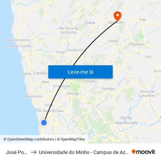 José Portugal to Universidade do Minho - Campus de Azurém / Guimarães map