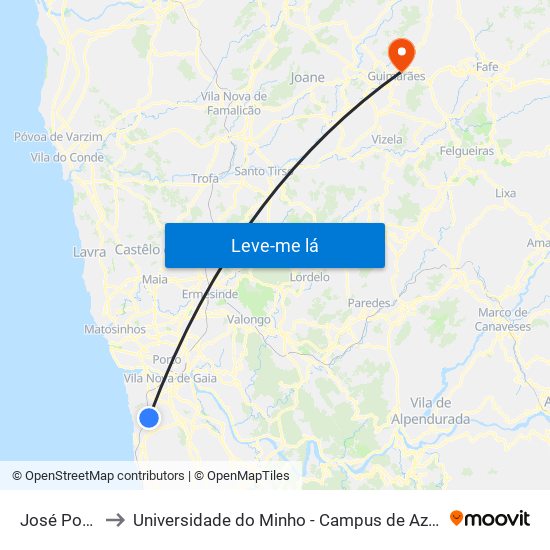José Portugal to Universidade do Minho - Campus de Azurém / Guimarães map
