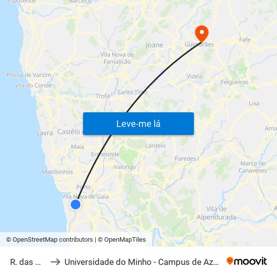 R. das Matas to Universidade do Minho - Campus de Azurém / Guimarães map