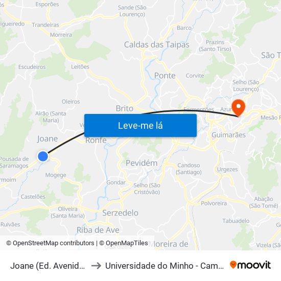 Joane (Ed. Avenida) | Mato da Senra to Universidade do Minho - Campus de Azurém / Guimarães map