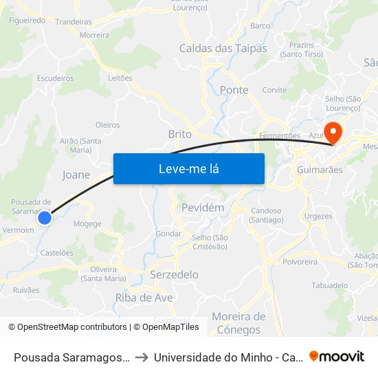 Pousada Saramagos (S. Martinho) | Ciclista to Universidade do Minho - Campus de Azurém / Guimarães map