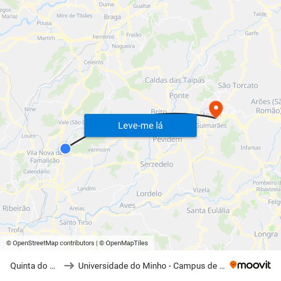 Quinta do Pacheco to Universidade do Minho - Campus de Azurém / Guimarães map