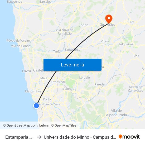 Estamparia Lavadores to Universidade do Minho - Campus de Azurém / Guimarães map