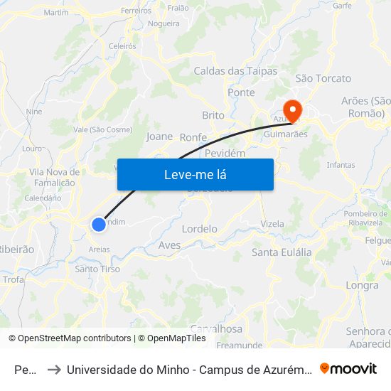 Penso to Universidade do Minho - Campus de Azurém / Guimarães map