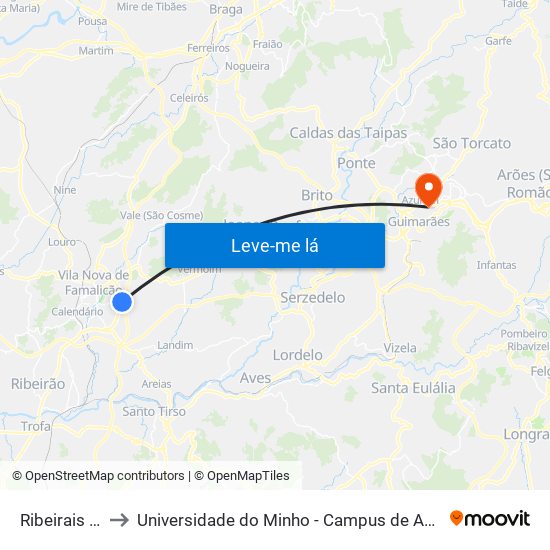 Rotunda Portas de Camilo to Universidade do Minho - Campus de Azurém / Guimarães map