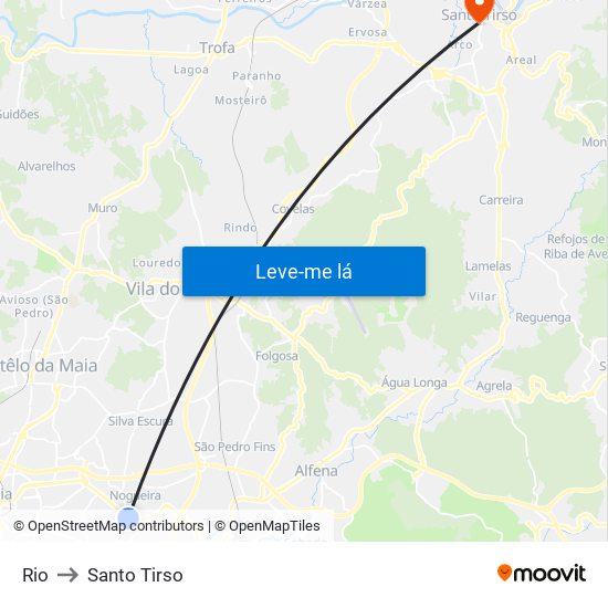 Rio to Santo Tirso map