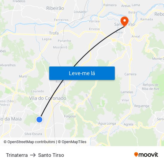 Trinaterra to Santo Tirso map