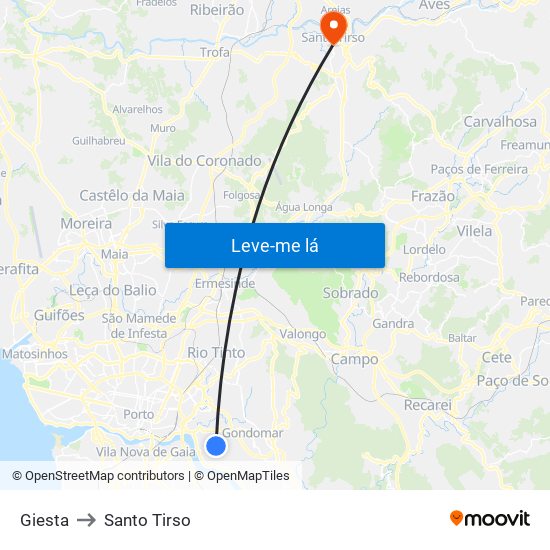 Giesta to Santo Tirso map