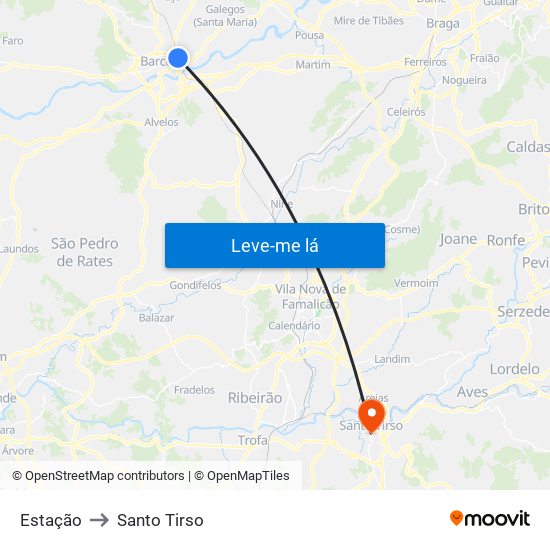 Estação to Santo Tirso map