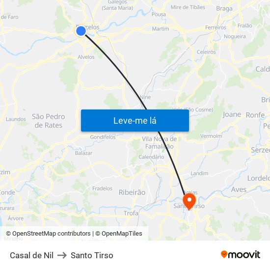 Casal de Nil to Santo Tirso map