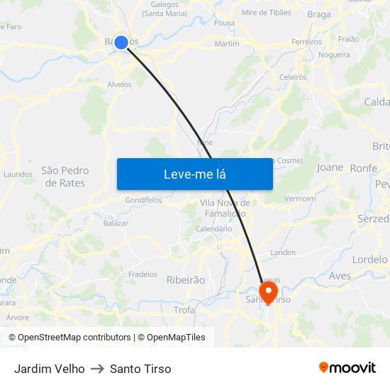 Jardim Velho to Santo Tirso map