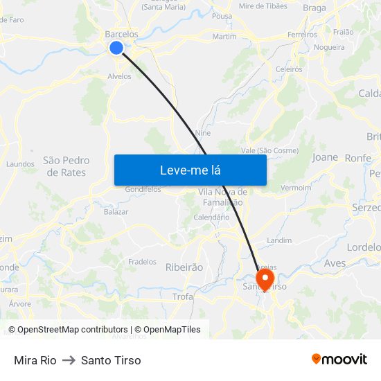 Mira Rio to Santo Tirso map