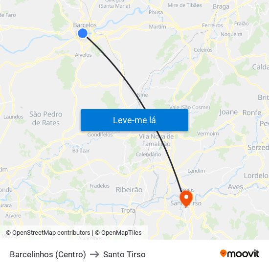 Barcelinhos (Centro) to Santo Tirso map