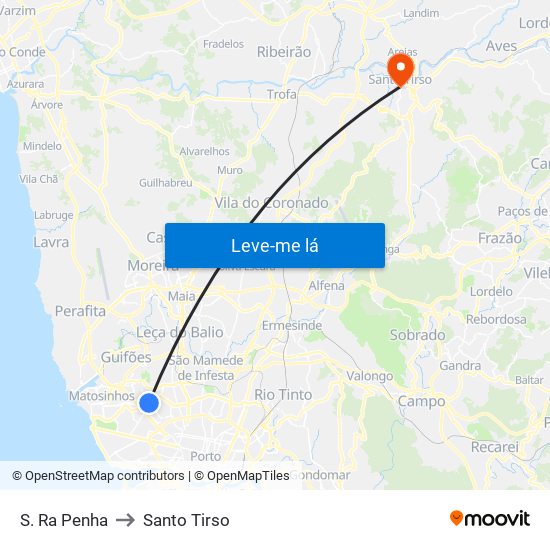 S. Ra Penha to Santo Tirso map