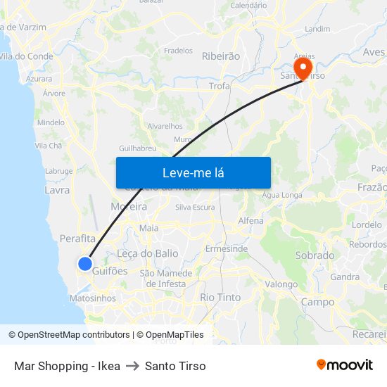 Mar Shopping - Ikea to Santo Tirso map