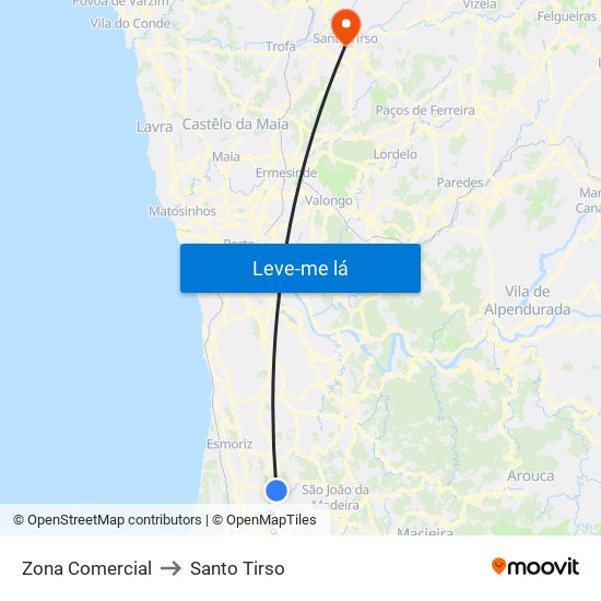 Zona Comercial to Santo Tirso map