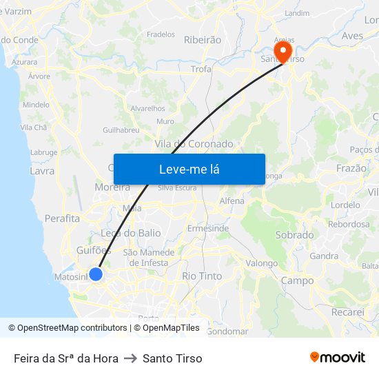 Feira da Srª da Hora to Santo Tirso map