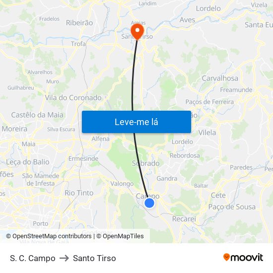 S.C.Campo to Santo Tirso map