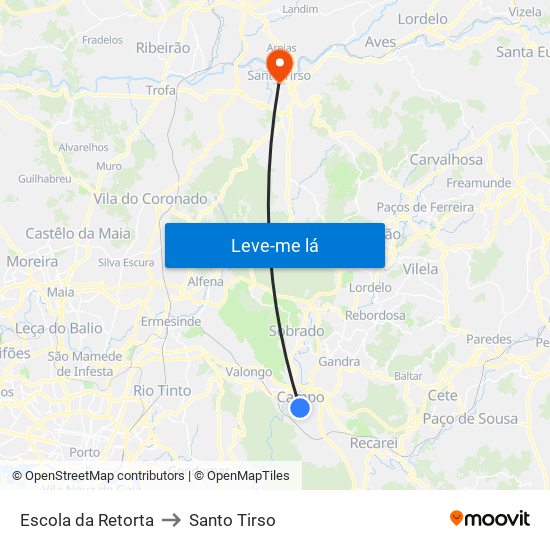 Escola Retorta to Santo Tirso map