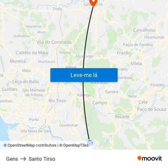 Gens to Santo Tirso map