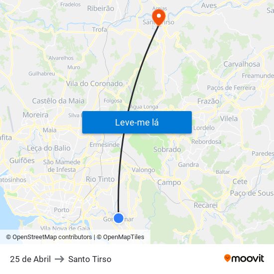 25 de Abril to Santo Tirso map