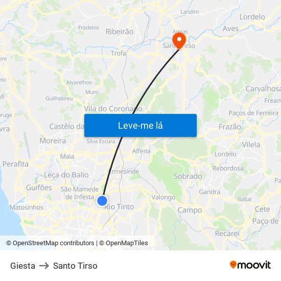 Giesta to Santo Tirso map