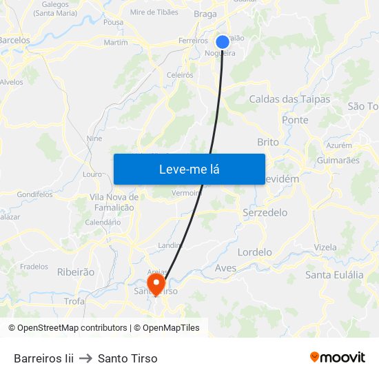 Barreiros Iii to Santo Tirso map