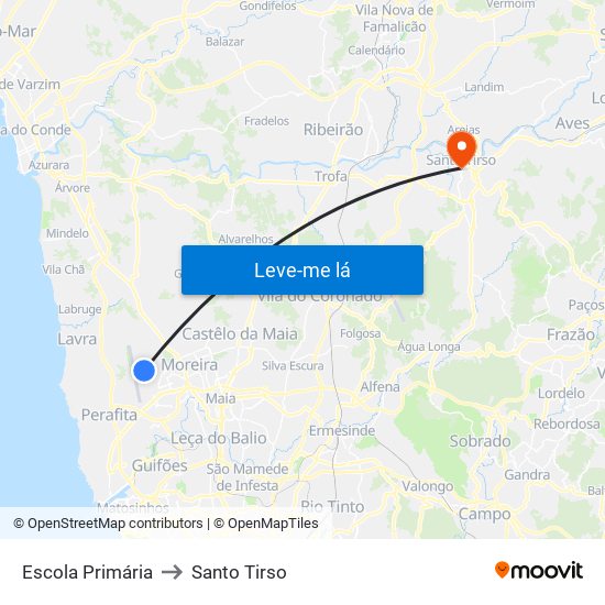 Escola Primária to Santo Tirso map