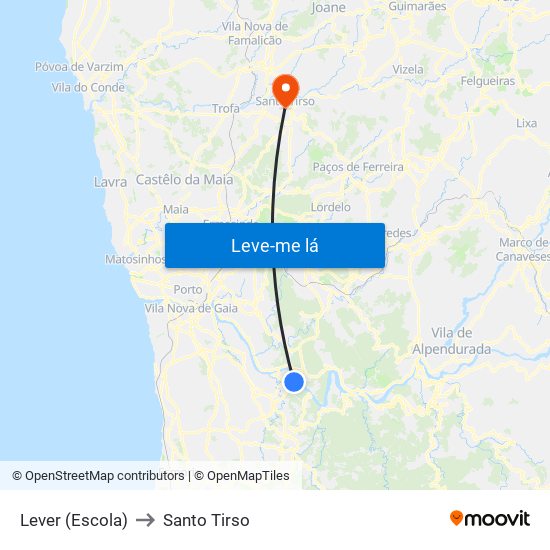 Lever (Escola) to Santo Tirso map