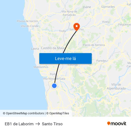 EB1 de Laborim to Santo Tirso map