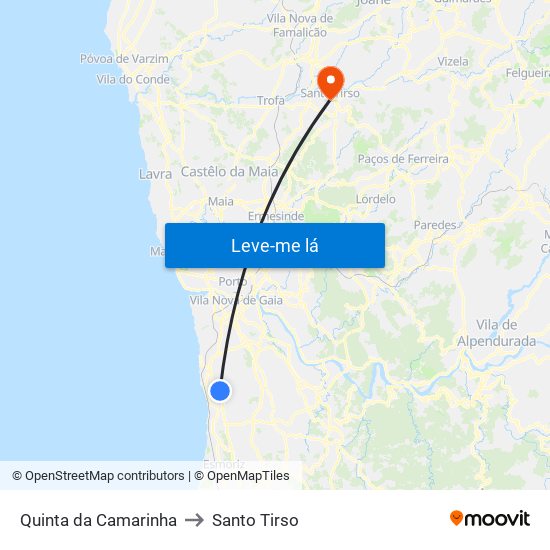 Quinta da Camarinha to Santo Tirso map