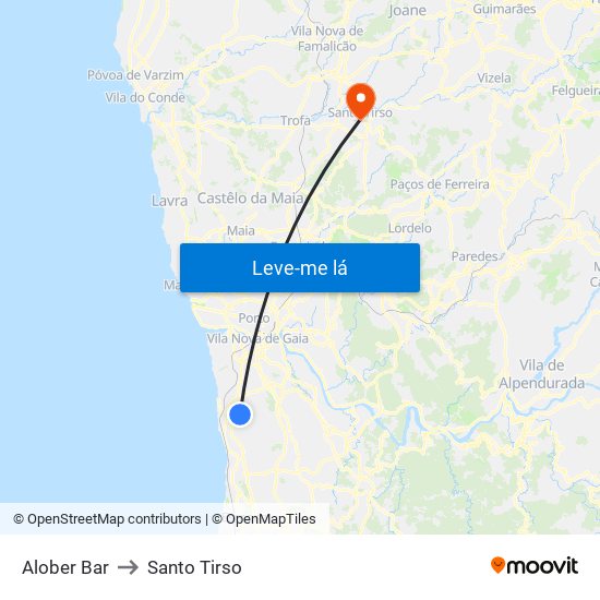 Alober Bar to Santo Tirso map