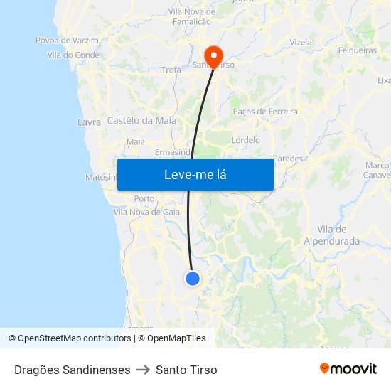 Dragões Sandinenses to Santo Tirso map