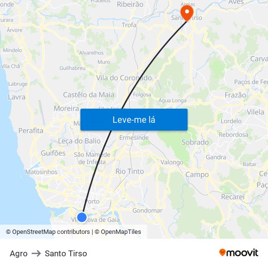 Agro to Santo Tirso map