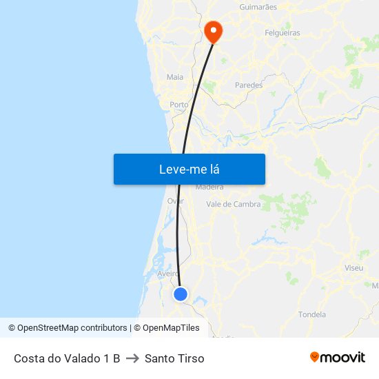 Costa do Valado 1 B to Santo Tirso map