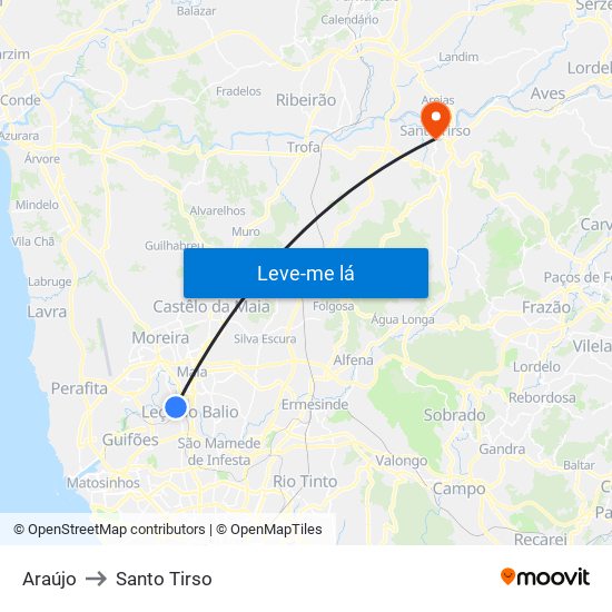Araújo to Santo Tirso map