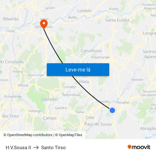 H.V.Sousa II to Santo Tirso map