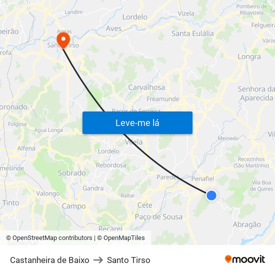 Castanheira de Baixo to Santo Tirso map