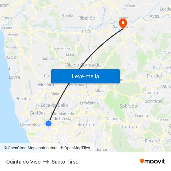 Quinta do Viso to Santo Tirso map
