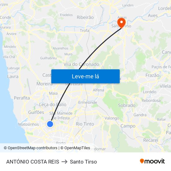 ANTÓNIO COSTA REIS to Santo Tirso map