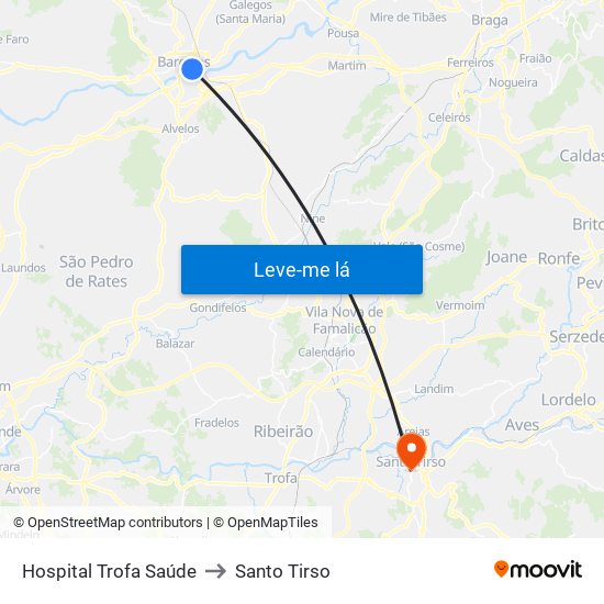 Hospital Trofa Saúde to Santo Tirso map