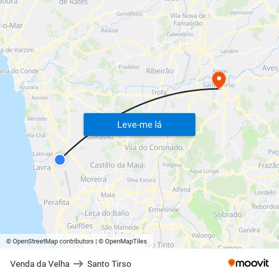 Venda da Velha to Santo Tirso map