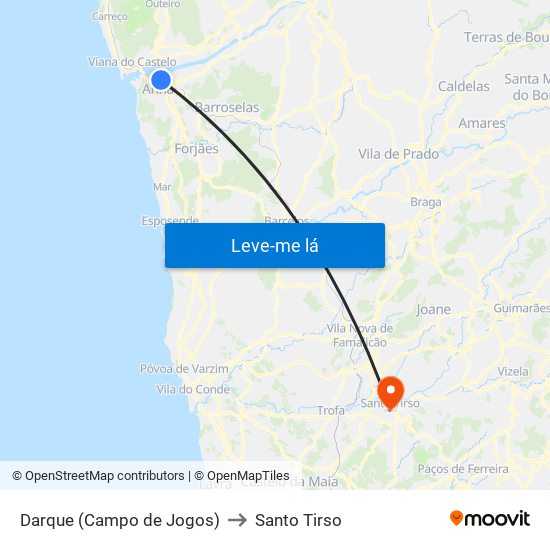 Darque (Campo de Jogos) to Santo Tirso map