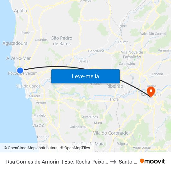 Rua Gomes de Amorim | Esc. Rocha Peixoto (Póvoa de Varzim) to Santo Tirso map