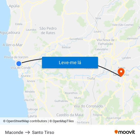 Maconde to Santo Tirso map