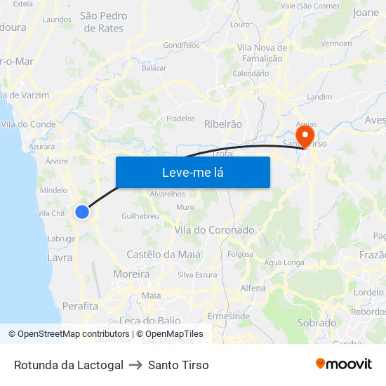 Rotunda da Lactogal to Santo Tirso map