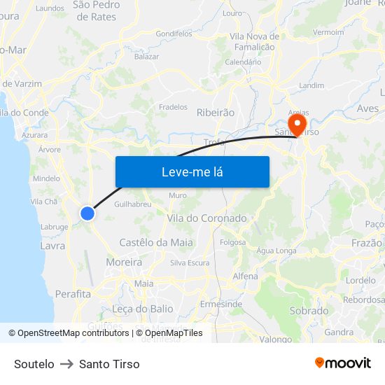 Soutelo to Santo Tirso map