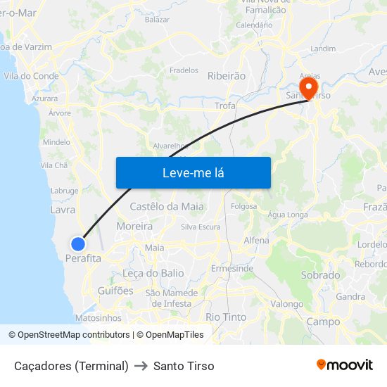 Caçadores (Terminal) to Santo Tirso map